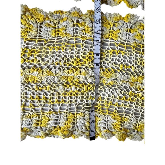 Handmade Crochet Table Runner Set Yellow & White Floral 34" & 23” Granny Core - Picture 6 of 9